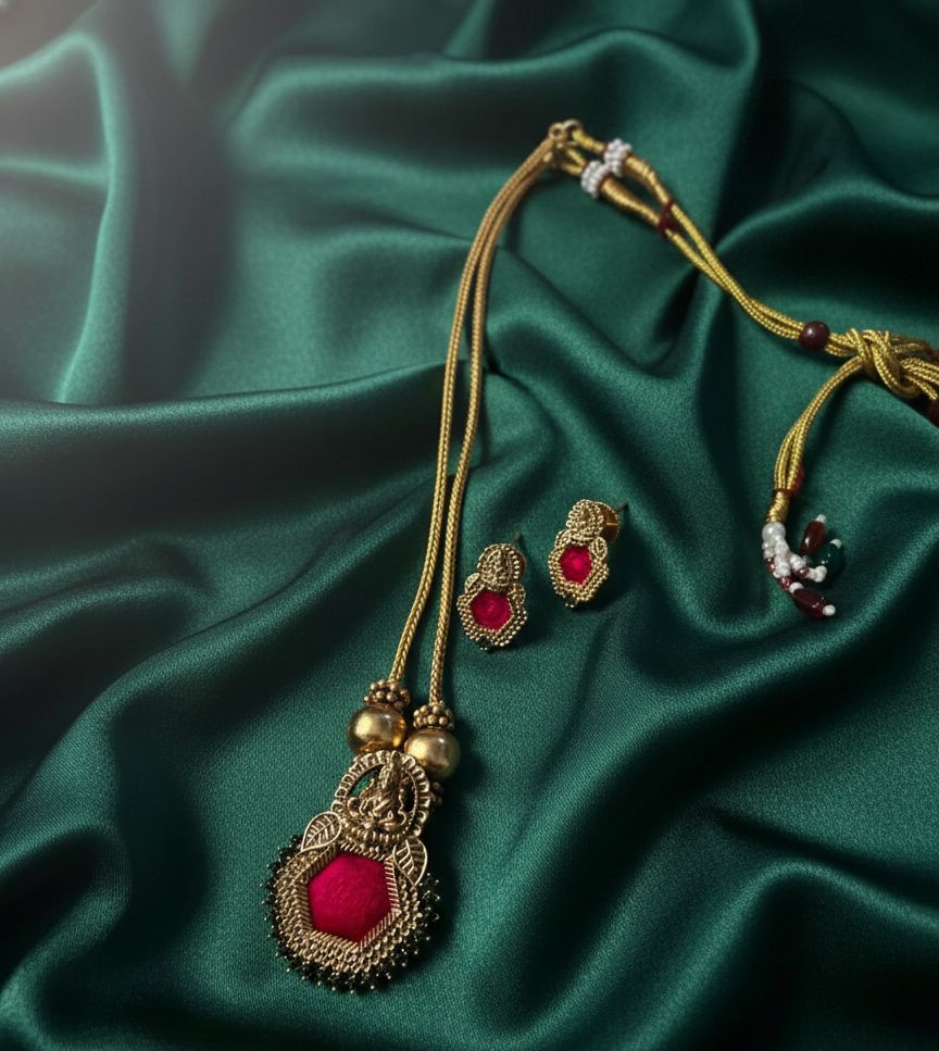 Red  lakshmi palaka simple chain